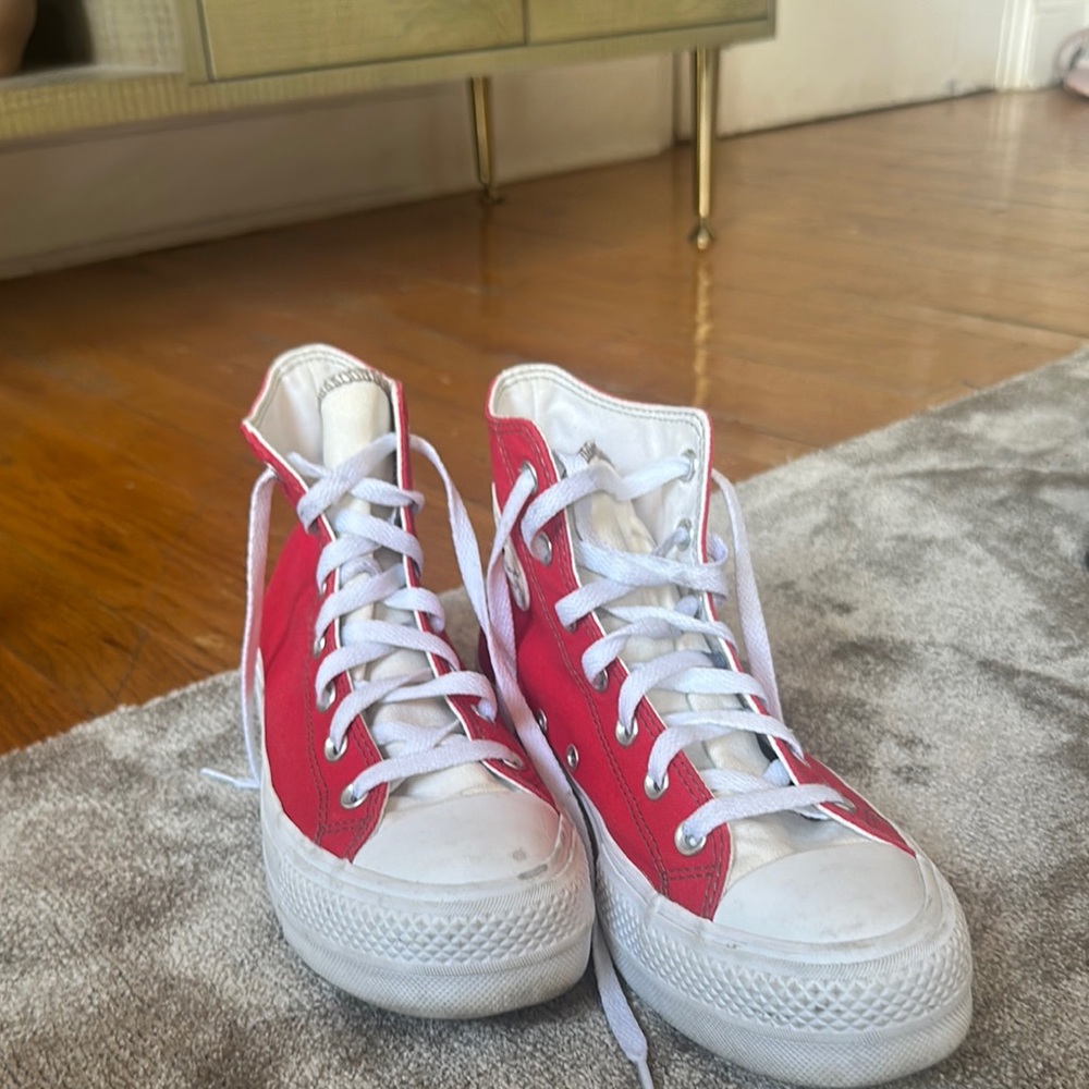 Custom converse Red and White High-Top Sneakers